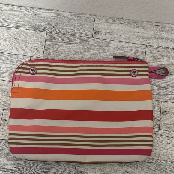 Coach Pink and Orange Striped Pouch - Picture 2 of 7